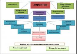 Управление школой осуществляется в соответствии с законодательством Российской федерации, уставом школы и осуществляется на основе сочетания  принципов единоначалия и коллегиальности.

 Единоличным исполнительным органом школы является директор, осуществляющий непосредственное текущее управление школой, прошедший аттестацию, который назначается приказом начальника Управления образования администрации Богородского муниципального района в соответствии с действующим законодательством. Директор несет ответственность за руководство образовательной, воспитательной работой и организационно-хозяйственной деятельностью школы в соответствии с функциональными обязанностями, предусмотренными квалификационными требованиями, уставом школы, а также за организацию работы по противопожарной безопасности и антитеррористической защищенности.

 В школе сформированы и действуют органы коллегиального управления  школой – совет школы, педагогический совет, общее собрание работников учреждения.

 На уровне директора и органов коллегиального управления школой  обеспечивается единство системы управления в целом, определяется стратегическое направление развития школы.

Директор совместно с  органами коллегиального управления школой  определяет стратегию и основные направления развития школы, объединяет усилия всех участников образовательных отношений на повышение эффективности образовательной деятельности, развитие и совершенствование образовательного процесса, повышения профессионального мастерства и творческого роста педагогических работников школы, укрепления и развития материально-технической базы школы, создание оптимальных условий для осуществления образовательной деятельности.

 Совет школы реализует принцип государственно-общественного характера управления образованием и представляет интересы всех участников образовательных отношений,  в его состав могут быть приглашены и включены представители органа местного самоуправления, представители социальных партнеров, учреждений, предприятий, организаций, граждане, чья профессиональная деятельность, знания, возможности могут содействовать  функционированию и развитию  школы (кооптированные члены), а также представители других органов школы.

(деятельность совета школы регламентируется Уставом МБОУ "Березовская школа")

 Общее собрание работников Учреждения является постоянно действующим органом коллегиального управления, формируется из числа всех работников учреждения и действует неопределенный срок.

(деятельность общего собрания работников регламентируется Уставом МБОУ "Березовская школа")

 Педагогический совет является постоянно действующим органом коллегиального управления,  осуществляет информационно-аналитическую работу, определяет педагогические задачи, основные направления образовательной деятельности и  методической работы школы, пути повышения качества образовательного процесса и обеспечения его соответствия федеральным государственным стандартам.

(деятельность педагогического совета регламентируется Уставом МБОУ "Березовская школа")

 Уровень тактического и оперативного управления осуществляют заместители директора, интегрируют определенные направления образовательной деятельности и  выступают звеном опосредованного  руководства директора образовательной системой школы.

  В целях учёта мнения обучающихся, родителей (законных представителей) несовершеннолетних обучающихся и педагогических работников по вопросам управления учреждением и при принятии учреждением локальных нормативных актов, затрагивающих их права и законные интересы, по инициативе обучающихся, родителей (законных представителей) несовершеннолетних обучающихся и педагогических работников в учреждении:

- действуют совет родителей и совет обучающихся